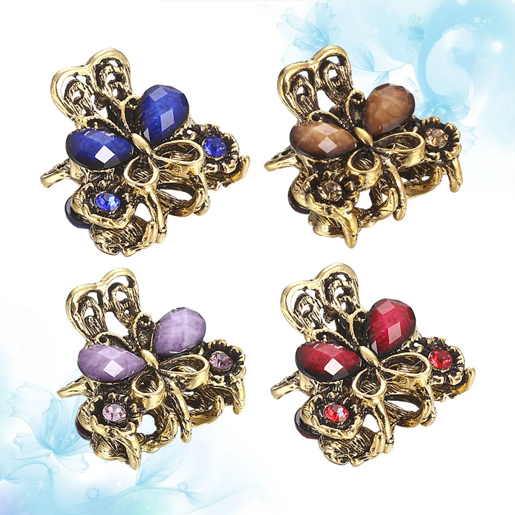 

4Pcs Elegant Hair Claw Clamps Alloy Vintage Claw Clip Strong Grip Non-Slip Hair Styling Accessories for Women Girls Assorted