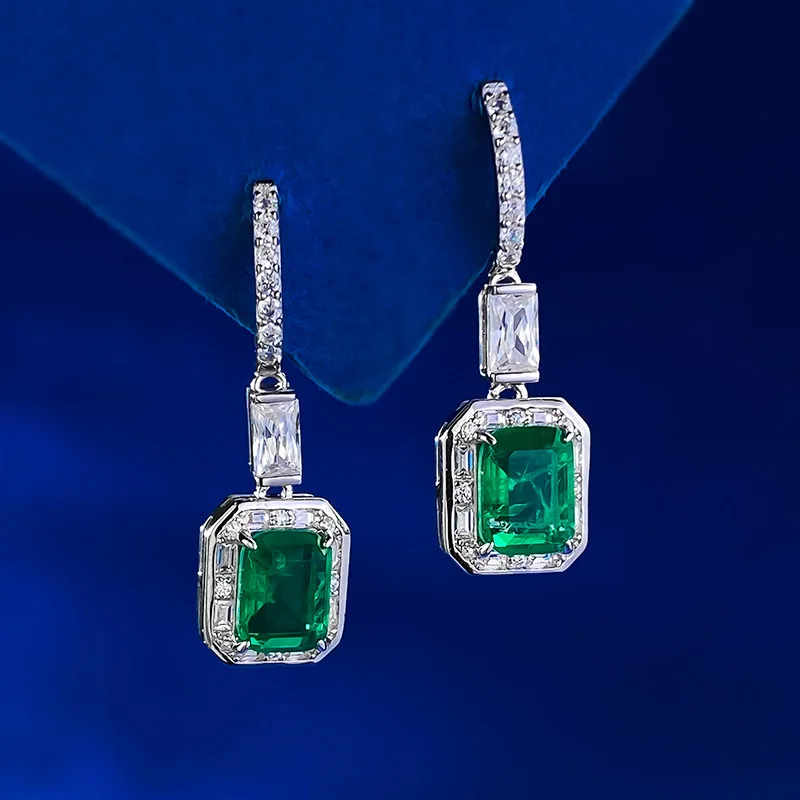 

Apaison 6*8mm Emerald Drop Earrings For Women 100% 925 Sterling Silver Earrings Fine Jewelry Female Gift Wholesale