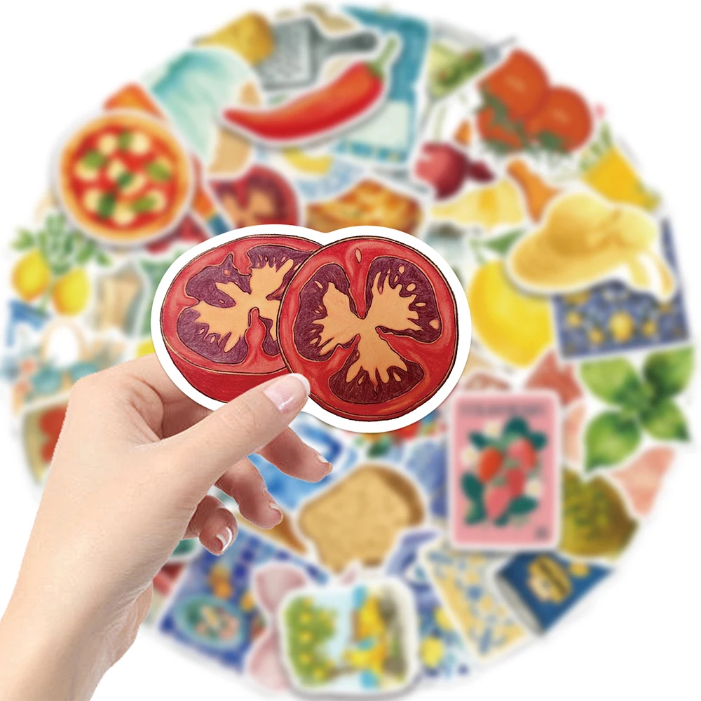 

10/30/50pcs Classic Aesthetic Mediterranean Tomato Stickers Toy DIY Skateboard Luggage Scrapbook Guitar Vintage Cartoon Sticker