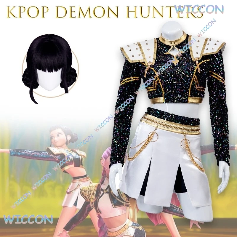 

Kpop Demon Hunter Mira Rumi Zoe Cosplay Costume HUNTRX Anime Game Character Outfit Halloween Party Gothic Punk Stage Performance