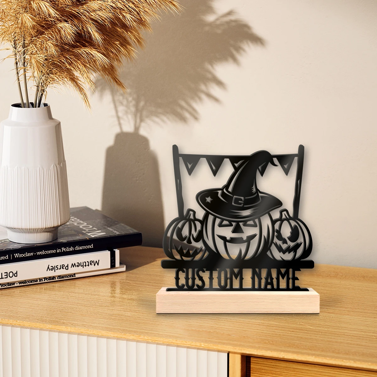 1pc Personalized Iron Desktop Ornament Custom Content Equipped with A Wooden Base Unique Desktop Decoration Custom Gifts