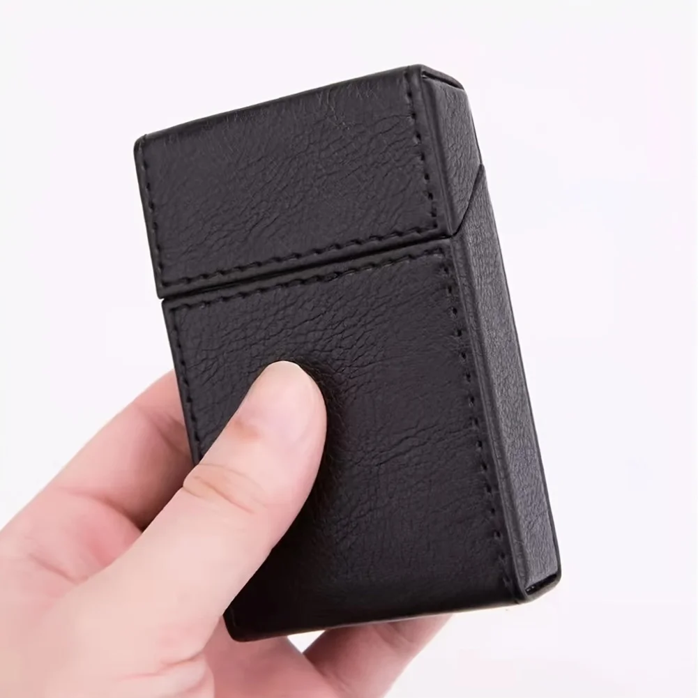 Leather tobacco box 20 cigars whole package portable retro fashion flip cover tobacco box business high-end cigarette box view 2