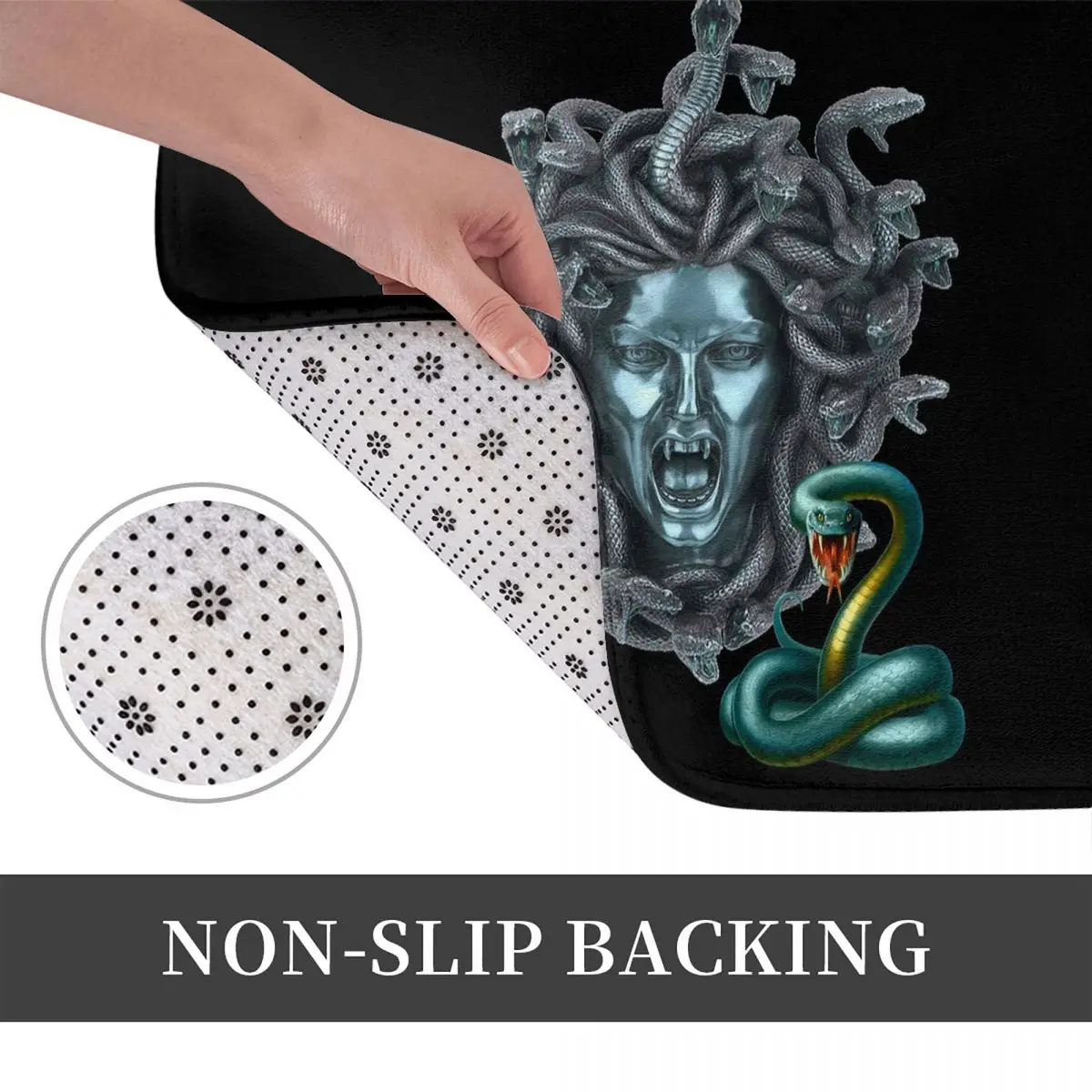 Blue Snake Medusa Gorgon Non-slip Doormat Floor Mat Sand Scraping Carpet Rug for Kitchen Entrance Home Living room Footpad Mats