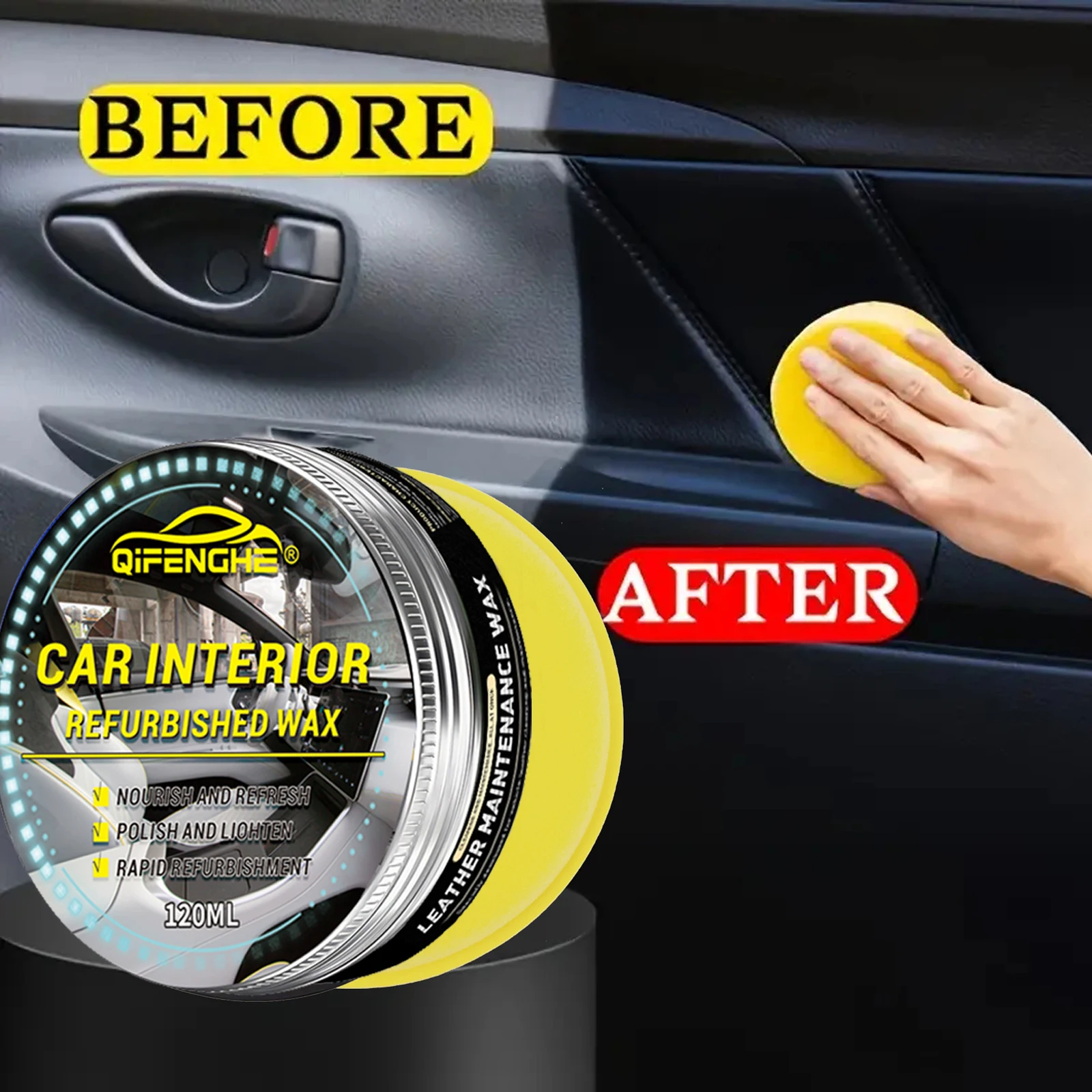 

Крем для ухода за салоном автомобиля, паста из ПВХ, глянцевая черная и блестящая отделка, восстанавливает и осветляет пластик, приборная панель, руль, шины