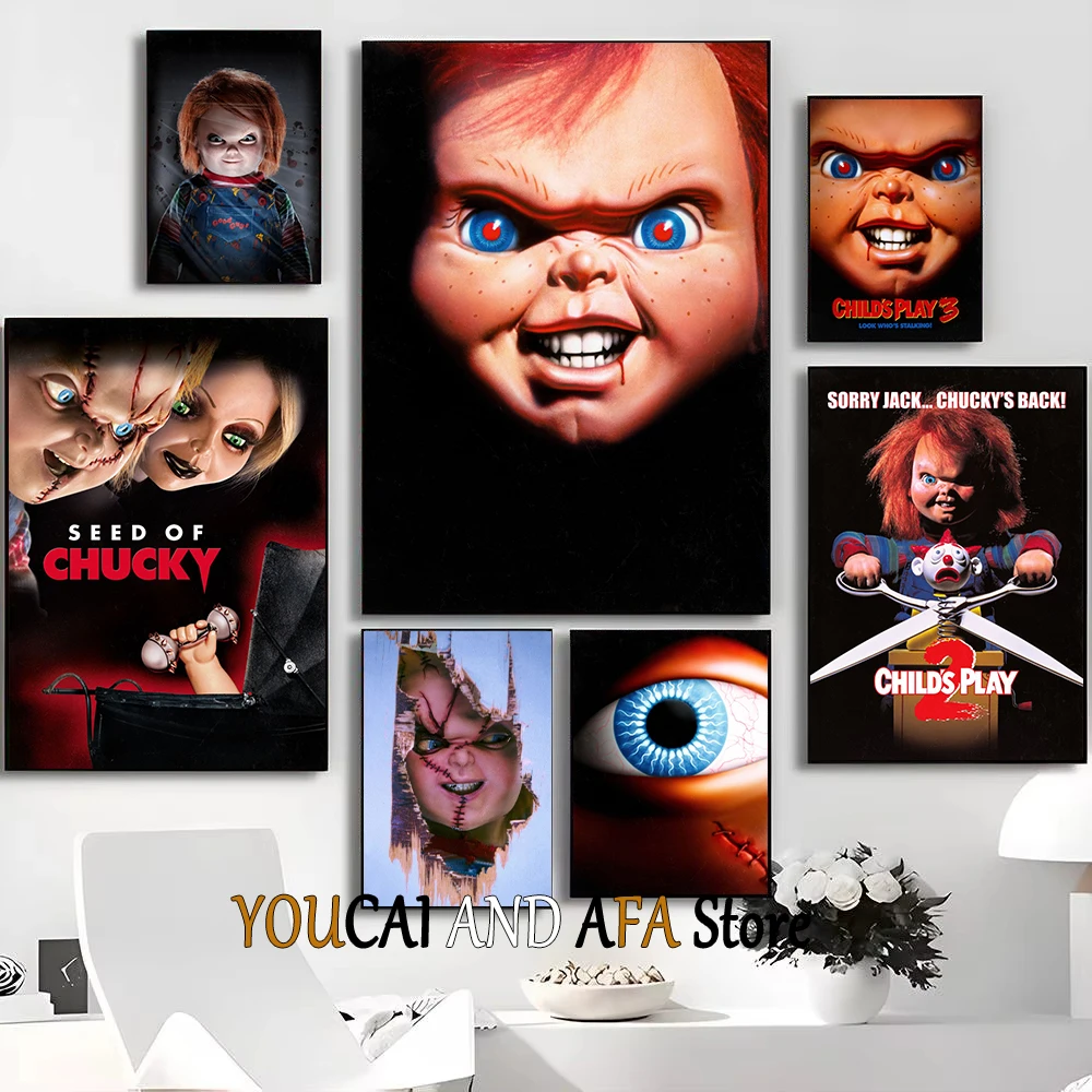 Childs Play Horror Movie Film Covers Poster Canvas Printing Chucky Horror Child Wall Art Picture Horror Film Cinema Wall Decor