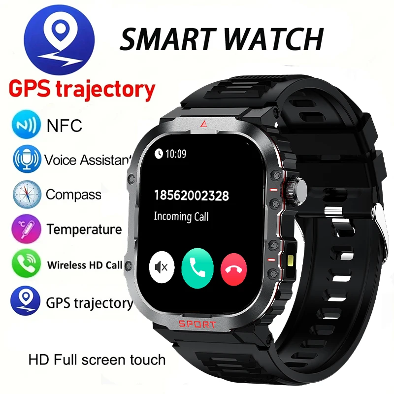 

2026 New Outdoor Sports Smart Watch with LED Flashlight Compass Heart Rate Sleep Monitoring GPS Fitness Tracking Smartwatches