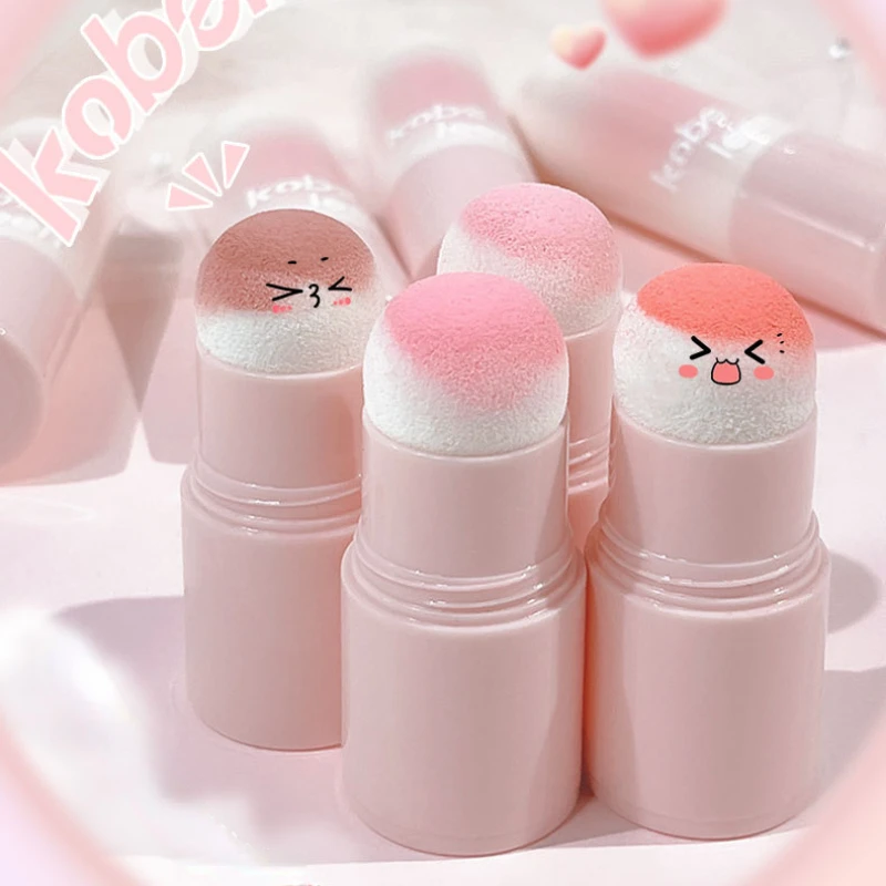 Face Brightening Blush Stick with Sponge Soft Contouring Shadow Blusher Powder Peach Pink Cheek Tint Korean Makeup Cosmetics ins