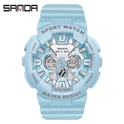 Sanda 6068ZSK WATCH FEMALE ELECTRONIC WATCH Middle School Student Sports Personality Trend Double Watch Temperament Watch