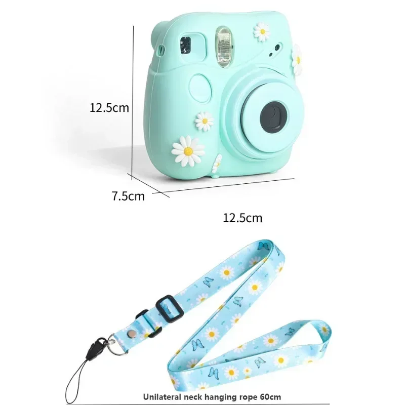 Mini 7 + capa protetora de silicone cordão ajustável para fujifilm instax mini 7 11 acessório de câmera instantânea com alça de ombro