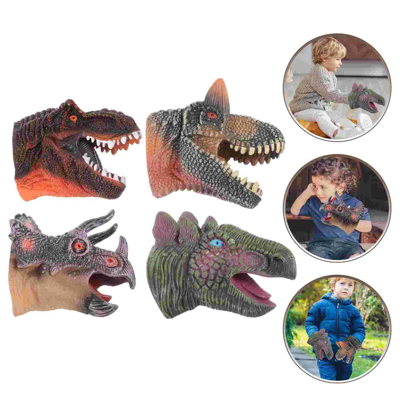 

4 Pcs The Marionettes Dinosaur Hand Puppet Role-play Toy Cosplay Kid Puppets for Kids Child