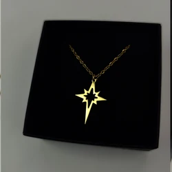 North Star Necklace For Women Stainless Steel Jewelry Geometric Minimalist Star Pendant Choker Necklaces Collares Para Mujer