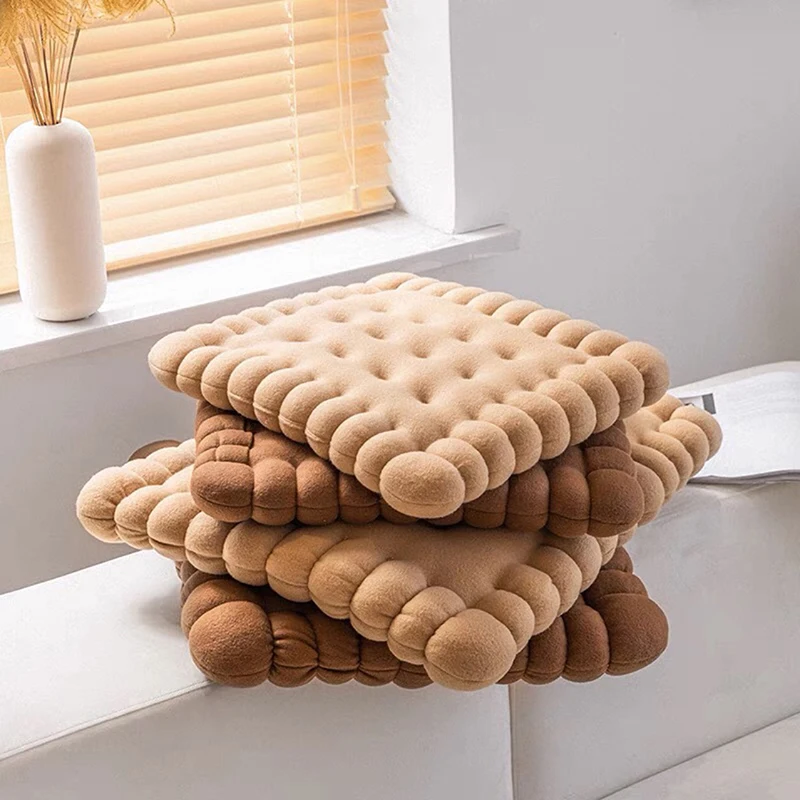 1 PCS Plush Pillow Chair Seat Pad Milk Biscuit Shape Soft Creative Cushion for Living Room Sofa Tatami Floor Home Decoration