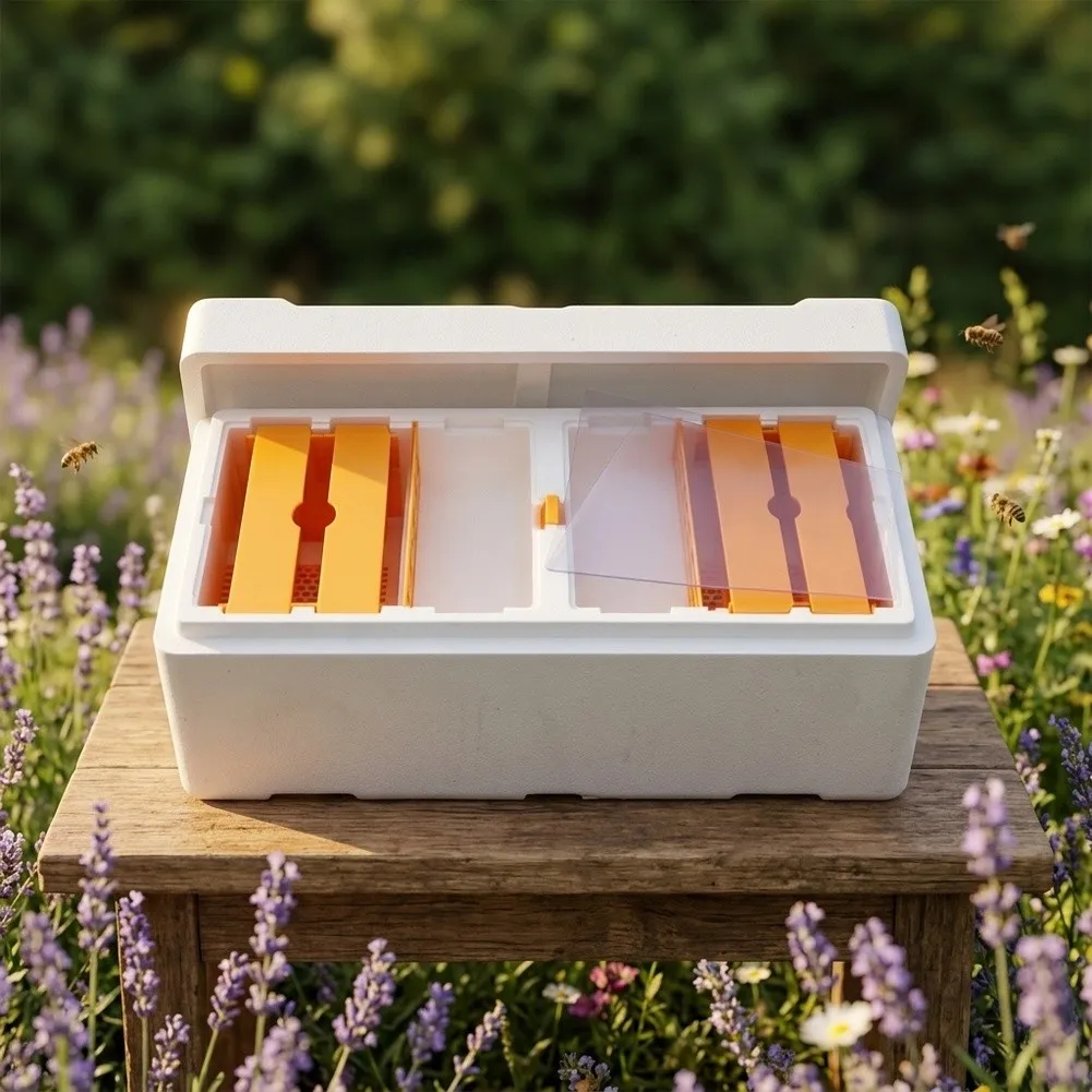 Queen Bee Cultivation Box - Thermal Insulated Foam Housing with Multi-Chamber Design for Controlled Queen Rearing and Mating