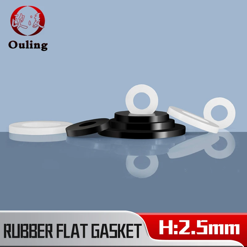 H2.5mm Flat Gasket M2-M42 Nitrile Silicone Fluorine Rubber NBR VMQ FKM Wear-Resistant Shock-Absorbing Waterproof Sealing Gasket