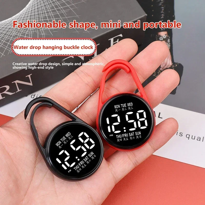 LED Electronic Hanging Watch Circular Night Light Digital Electronic Hanging Watch Pocket Watch  Droplet Shaped Hanging Watch