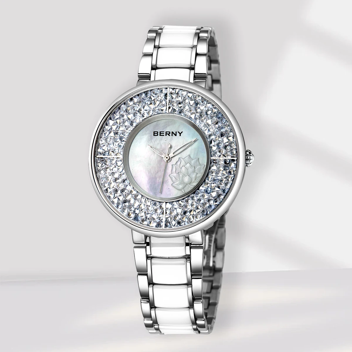 BERNY Luxury Watch for Women 40mm Elegant Multicolor Dial Ladies Quartz Watches Exquisite Crystal Waterproof Woman Wristwatch