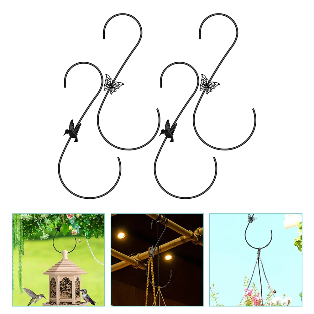 

4 Pcs Iron Hook Troughs Garden Hooks for Lanterns Fence Bird Feeder Plant Feeders outside up