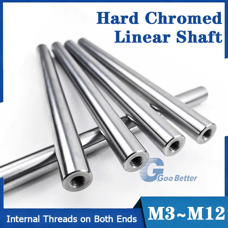 2Pcs Linear Shaft Dia 5-40Mm Length 100-500Mm With Two Ends Of M3-M12 Thread Hole Depth Of 6-24Mm Chromed Harden Rod Shaft