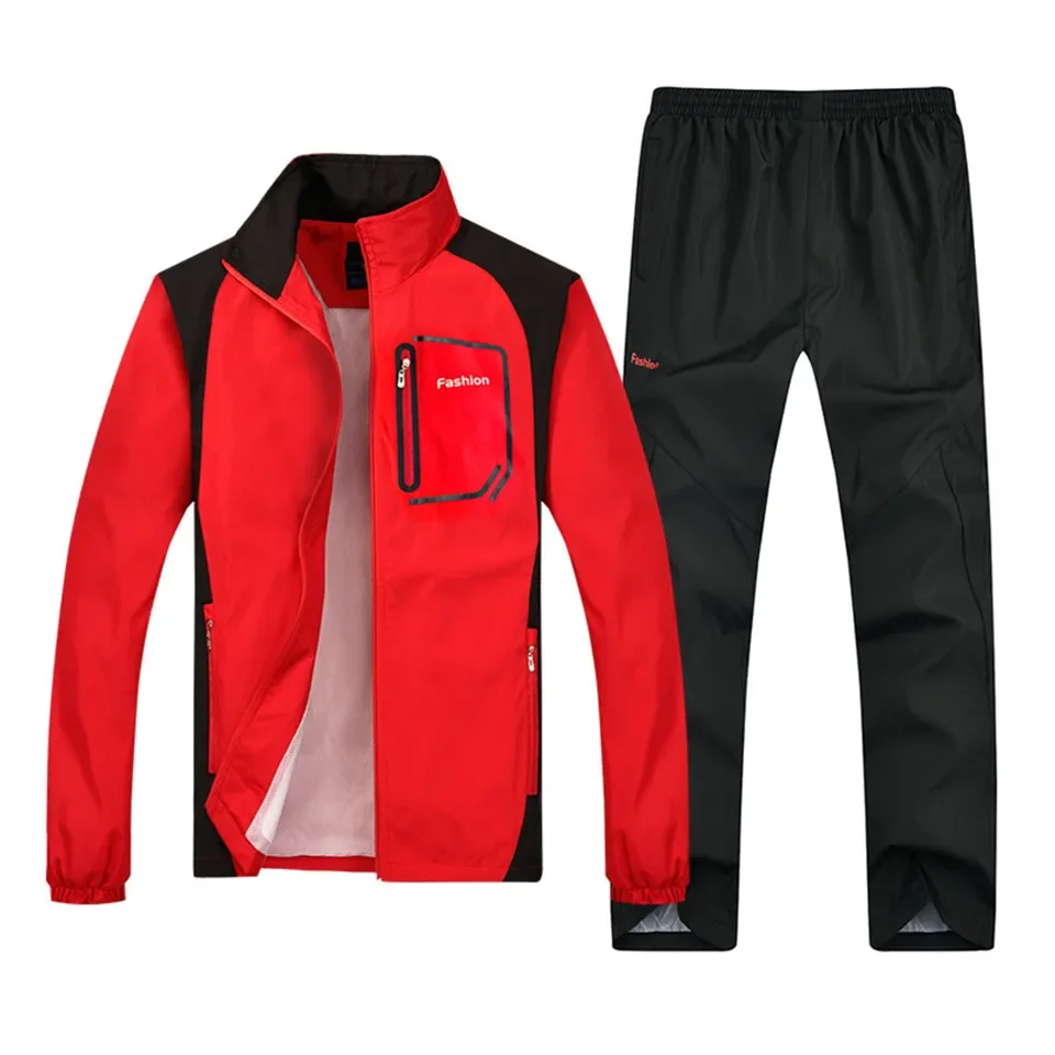 Men's Tracksuit Spring Autumn Sets Long Sleeve Leisure Sportswear for Male 2 Pieces Suit Jacket+Pants Plus Size Men Clothing