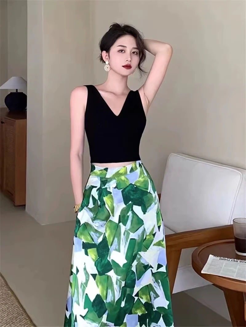 European Fashion Popular Green Stretch Silk Twill Fabric Fresh Slip Dress Luxury Designer Cloth Mulberry Sewing Textile Fabrics