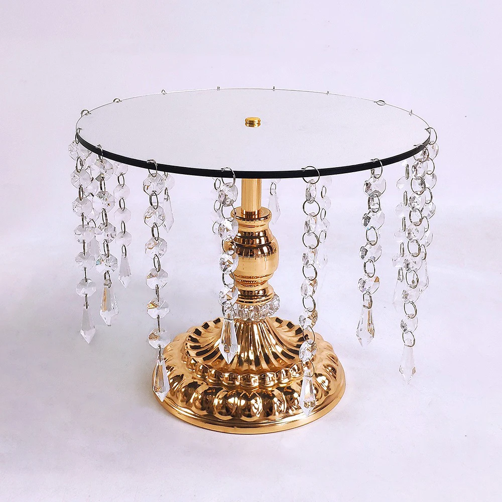 Conjunto de rack de bolo Rack de bolo vintage dourado com bandeja de exibição de cupcake de cristal