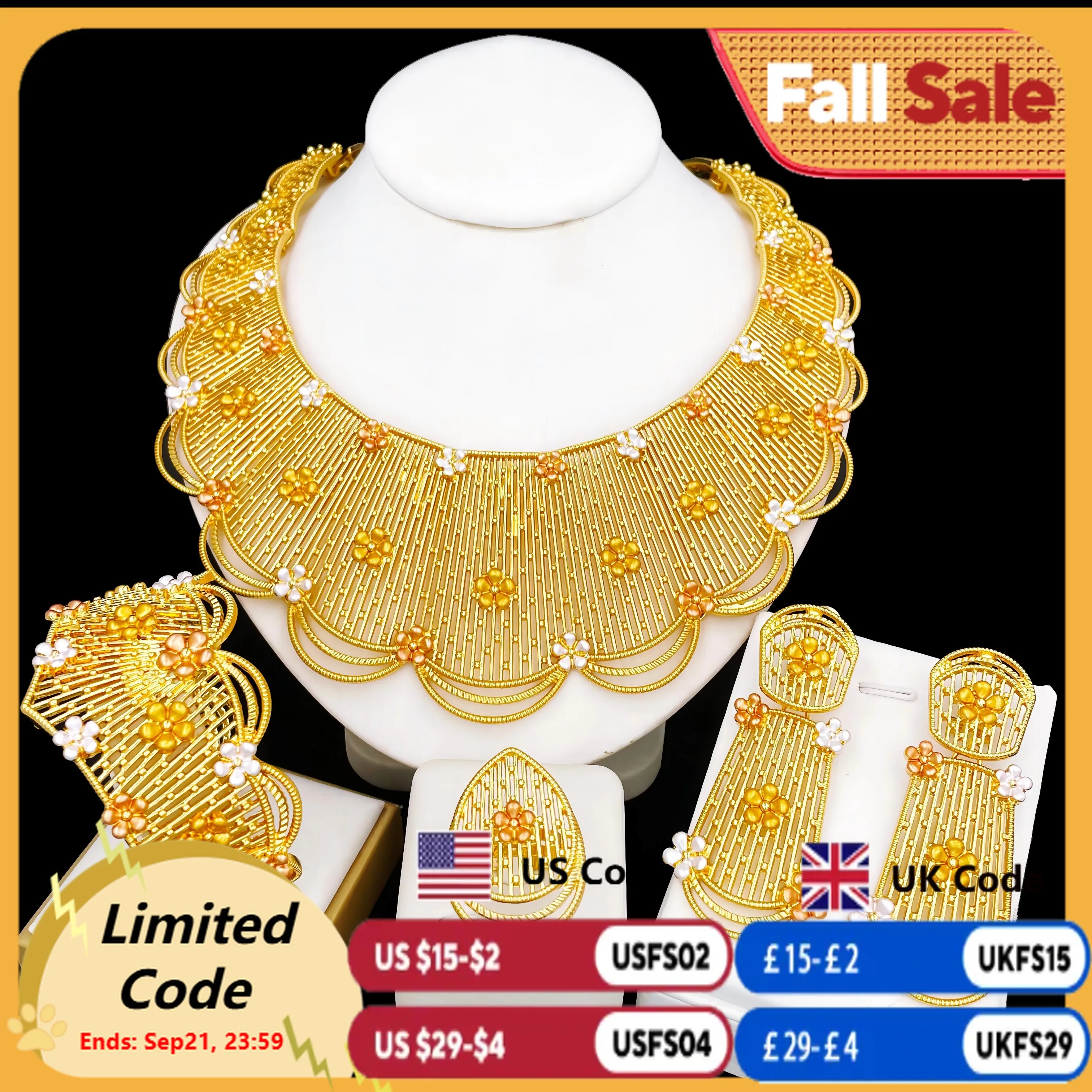 

Africa Jewelry Set Luxury Wedding Party Gift Nigeria Africain Ethnic Style Jewellery Necklace Earrings Bangle Ring