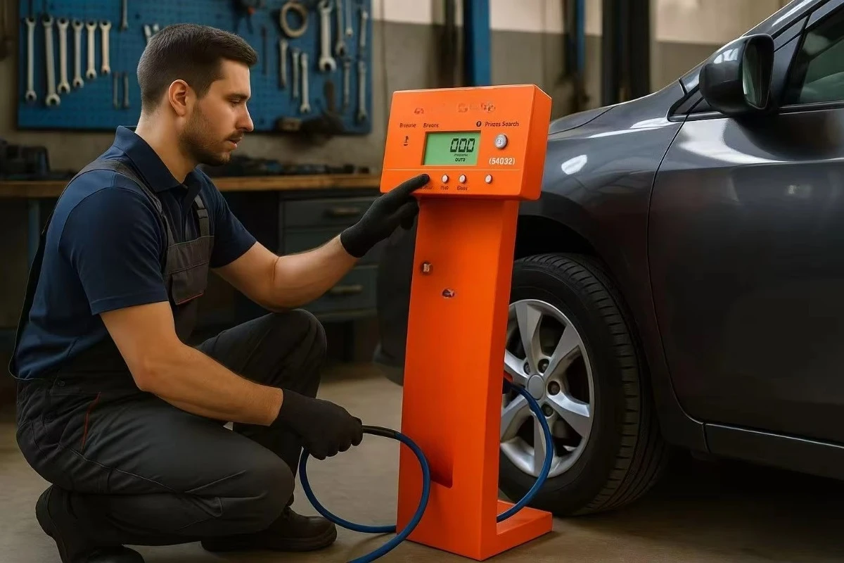 Various Tyres Suitable Vertical Full Automatic Tyre Inflator Easy Install Pressure Digital Display Made Durable Plastic