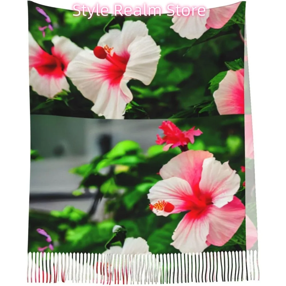 زهور الكركديه طباعة المرأة أزياء الشتاء وشاح لينة نمط طويل الدافئة شال الأوشحة يلتف #6