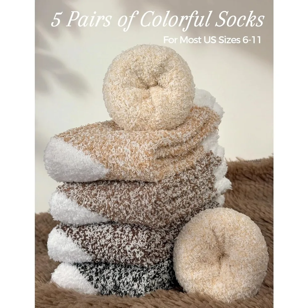 هدايا دافئة ومريحة للنساء، أدوات تخزين، جوارب نوم من القطيفة الغامضة - نسيج ناعم ودافئ #4