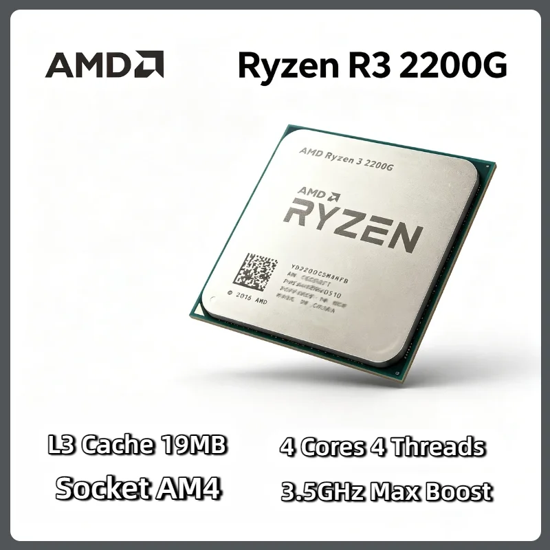 

AMD Ryzen 3 2200G R3 2200G 3.5GHz Base 3.7GHz Boost 4 Core 4 Thread CPU Processor Socket AM4 14nm Vega 8 Graphics Tray