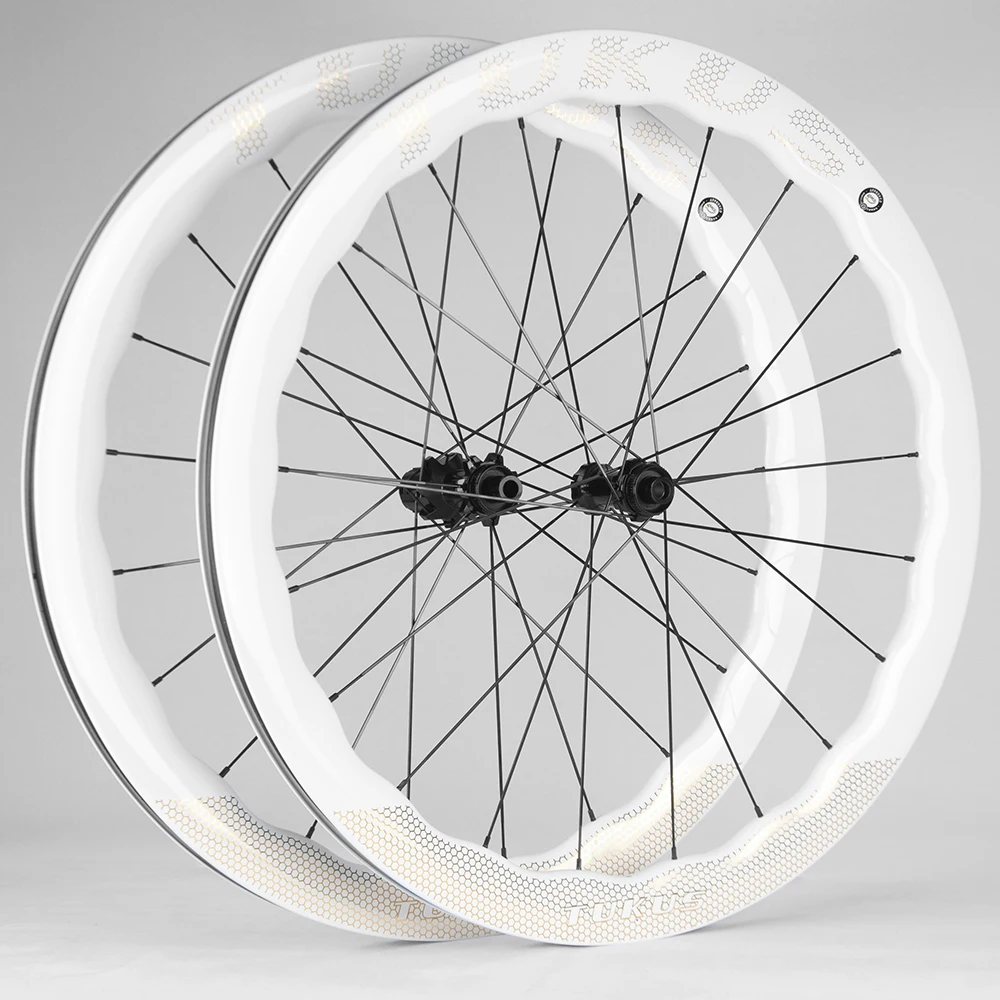 

Tukus Wave Aero Road Riding Wheels White Pattern Wave Wheel Set Racing Wheelset Bicycle Wheelset Road Bike Wheelset Disc Brake