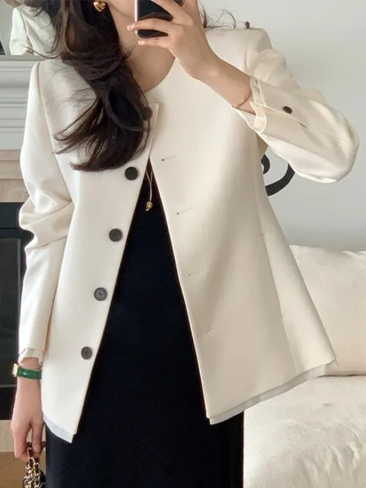 

Шикарный милый женский корейский круглый костюм из сращенного силуэта, женская элегантная модная верхняя одежда для поездок на работу