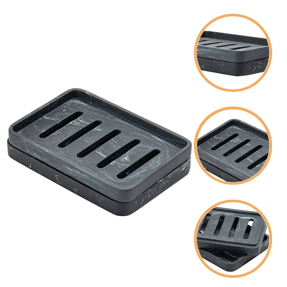 

Resin Self Draining Soap Dish with Design for Bathroom Shower Soap Holder Drying Tray Storage Container