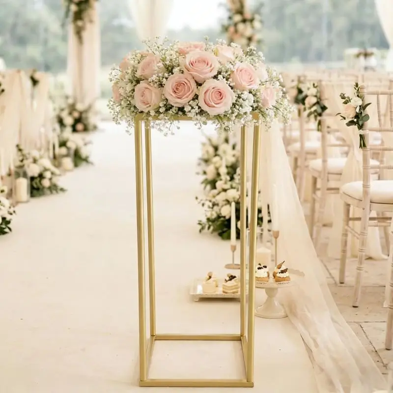 

4Pcs Gold Metal Flower Garland Display Stands Wedding Table Centerpiece Dessert Candy Bar Holder Party Decorative Ornament Props