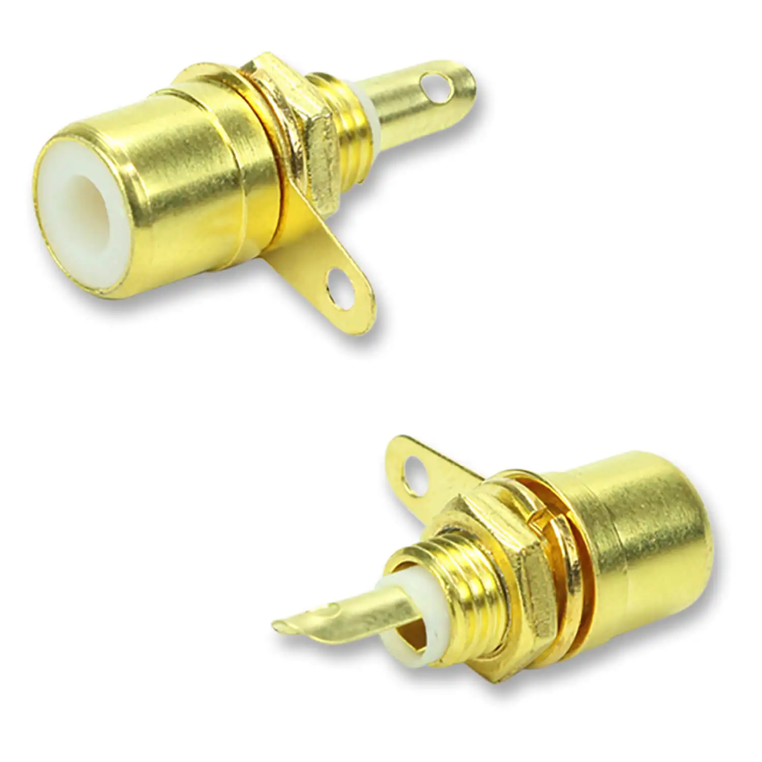 10x Professional High Quality Gold Plated Rca Female Jack-White