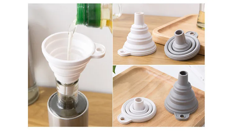 Tragbarer, zusammenklappbarer Silikontrichter, faltbarer Mini-Trichter für Flüssigkeiten, Öl, Pulver, zum Umfüllen, Küchenflaschen-Abfüllgerät ﻿ – Detail 1