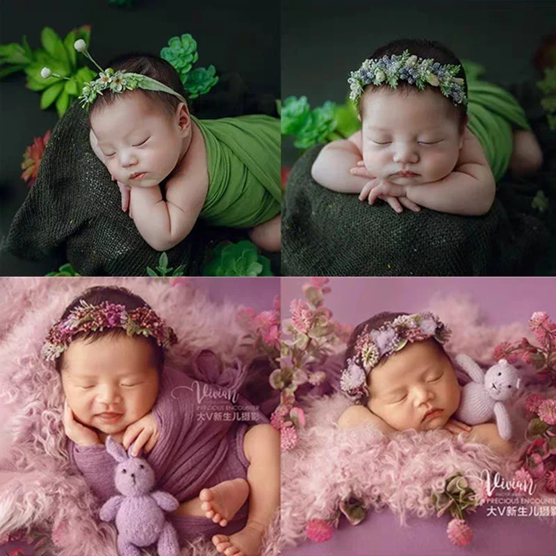 ️Newborn Photography Props Accessories Infant Headwear Studio Baby Photo Accessory Hairband Manual Headband Garland Fotografia