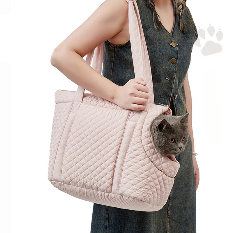 Korean Pet Handbag Shoulder Bag for Cats Autumn Winter Quilted Cotton Puppy Cat Dog Carrier Garfield Kedi masoctas Portable Bags