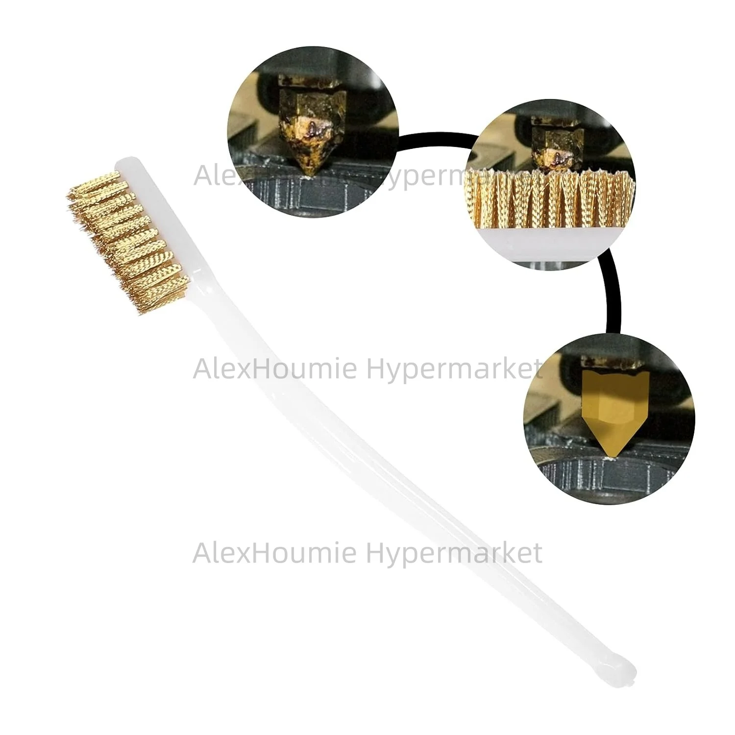 Imagen 4: 10 Uds. Cepillo de alambre de cobre, cepillo pequeño de latón, boquilla de impresora 3D, limpieza de alambre de cobre, herramienta de cepillo de dientes, mango de limpieza