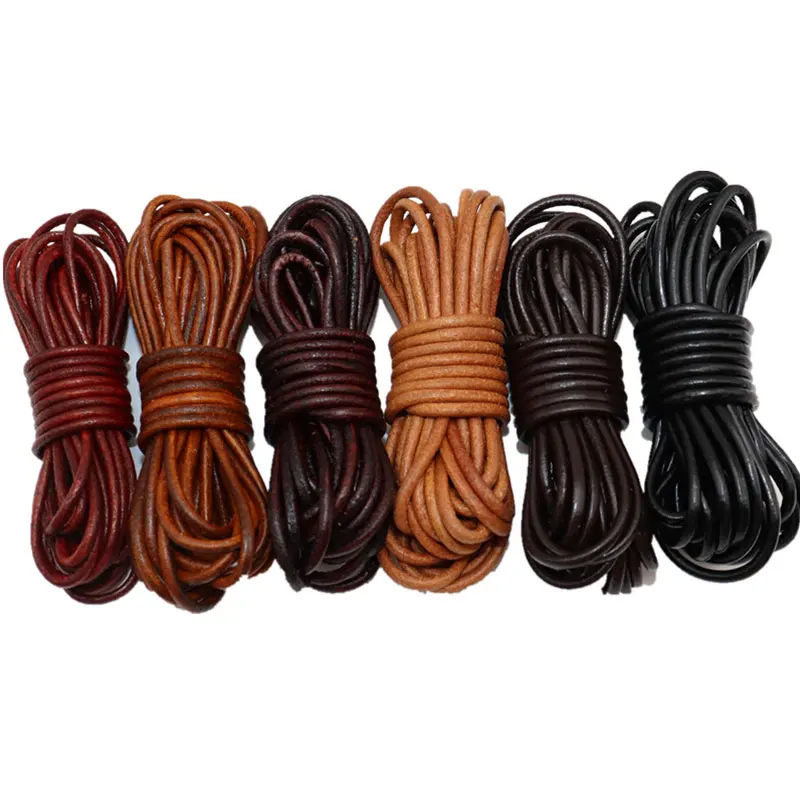 5meters/lot Vintage DIY Leather Cord 3mm Flat Strand Cow Leather Rope Fit Bracelet Necklace DIY Jewelry Making Accessories