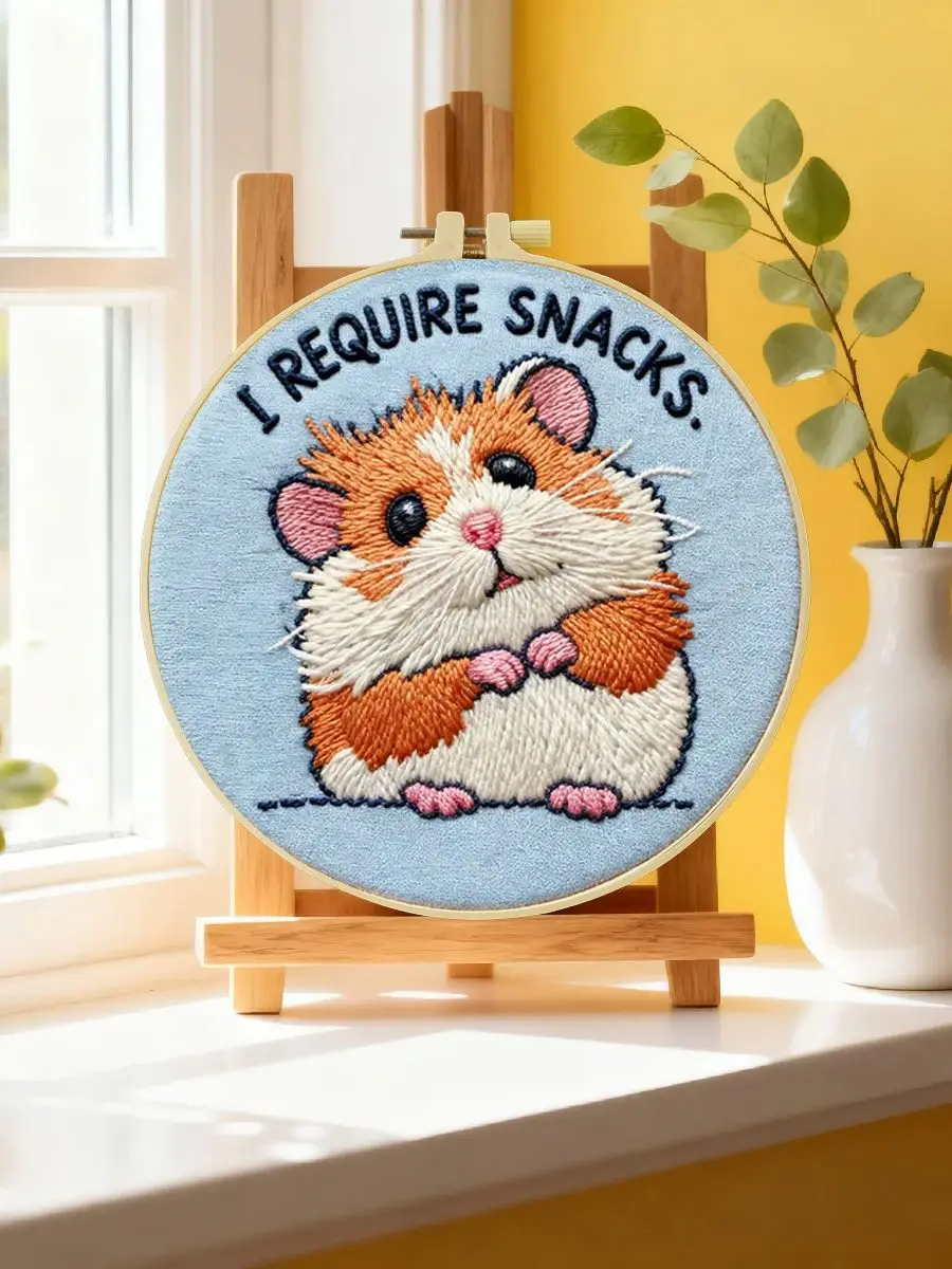 1 Stück 20X20CM/15X15CM 7,87/6,3 Zoll Hamster-Stickerei-Starter-Kit DIY-Kit DIY-Stickerei-Set Handarbeiten Heimdekoration – Detail 6
