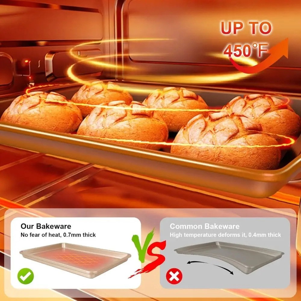 Gold 9/11/13inch Oven Baking Pan Rectangle Carbon Steel Bread Tray Nonstick Bake Mold