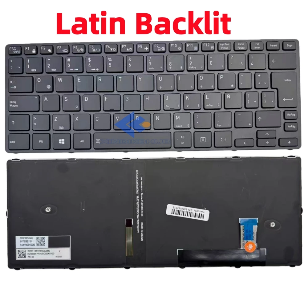 

XIN-Latin/LA Backlit Laptop Keyboard For Toshiba Dynabook Tecra A40-G TBM19B16A013562 G83C000KU5AR TBM19B26GB-3562 G83C000KV5EN