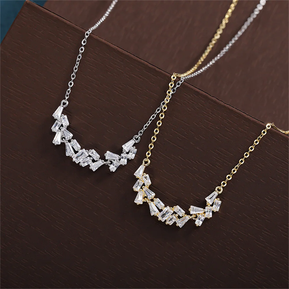 

Korean S925 Silver Necklace, Zircon Wisteria Smile Design, Niche Luxury, High-End Women's Collar