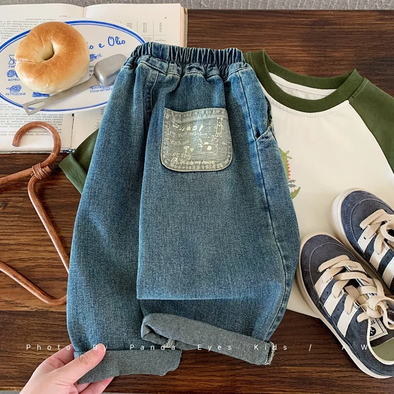 Ropa para niños, pantalones con cuchillo curvo, pantalones vaqueros para niños, Ropa De moda para niños, pantalones para niñas, Ropa para niños, Ropa para Niña 2025
