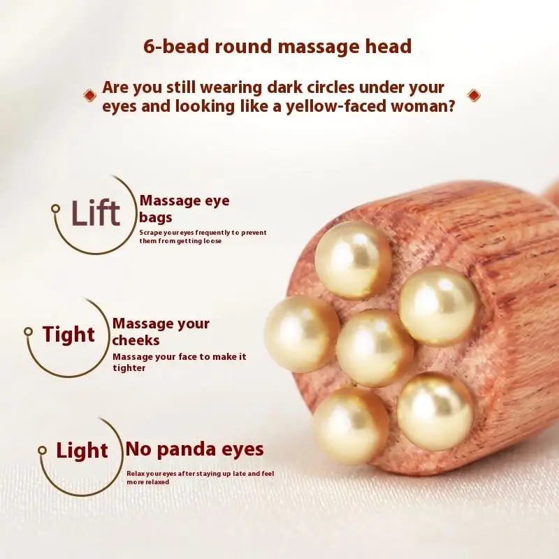 Lotus Seedpod Beauty Professional Brass & Rosewood Facial Gua Sha Tool Eye Relaxation Spot Meridians Acupoint Massage Handheld`~
