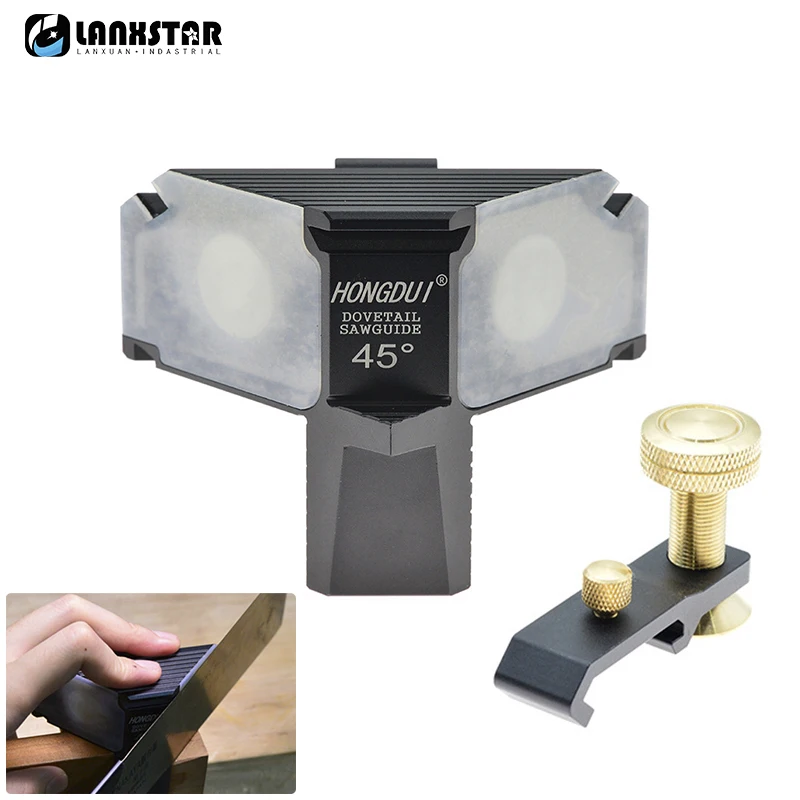 Aluminum Alloy 45° Dovetail Saw Guide Magnetic Joinery Cutting Guide Angle Saw Guide Sawing Dovetail Tenon Auxiliary Tool