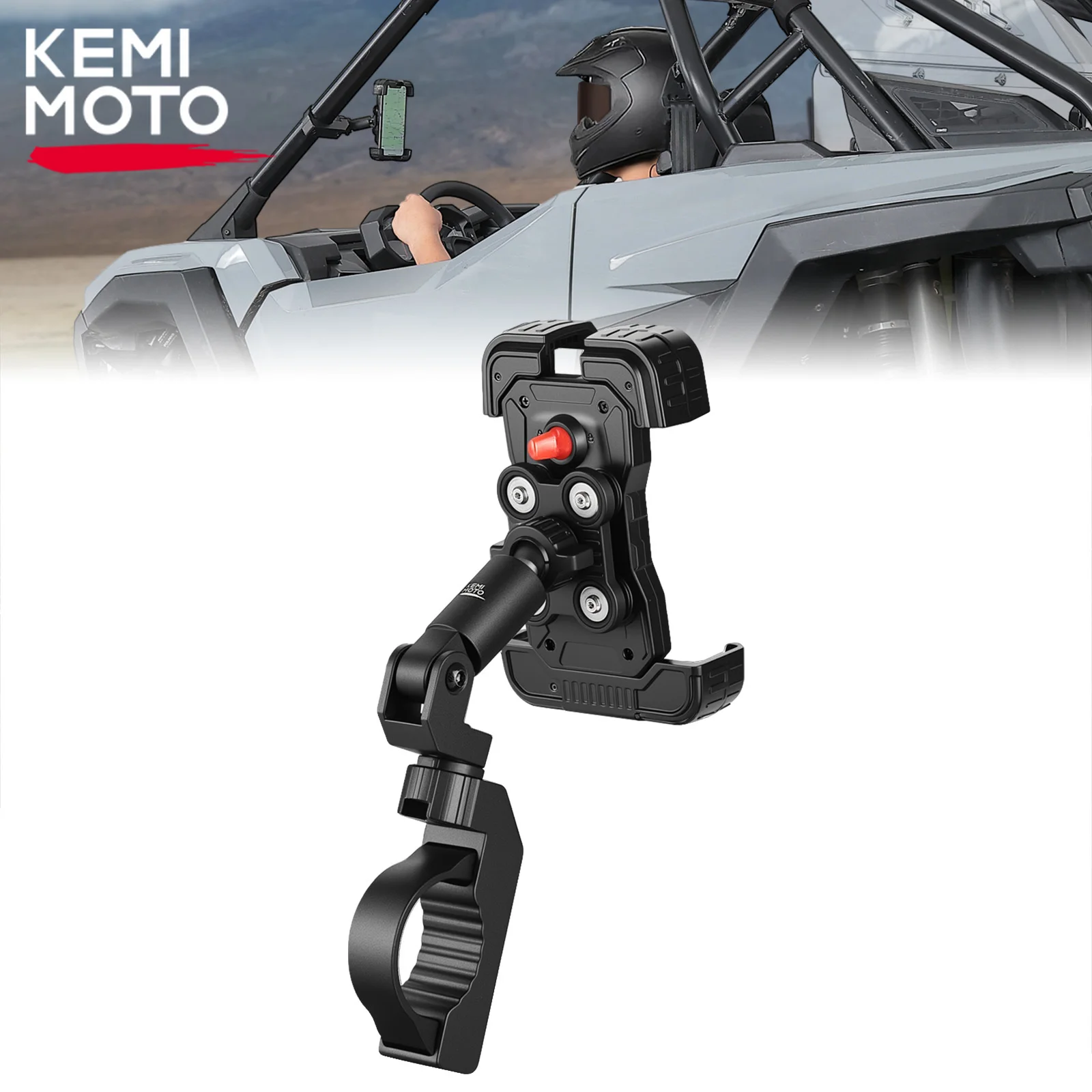 

Крепление для телефона UTV, антивибрационный демпфер, твердое литое алюминиевое крепление, подходит для клетки 1,5–2 дюйма, совместимая с Can-Am Maverick X3