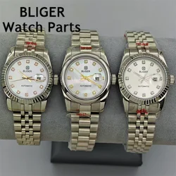 BLIGER 30.5mm Women's watch Silver Mechanical Women's Watch NH05 Movement Silver Gold Rose Gold Diamond Index Sapphire Glass