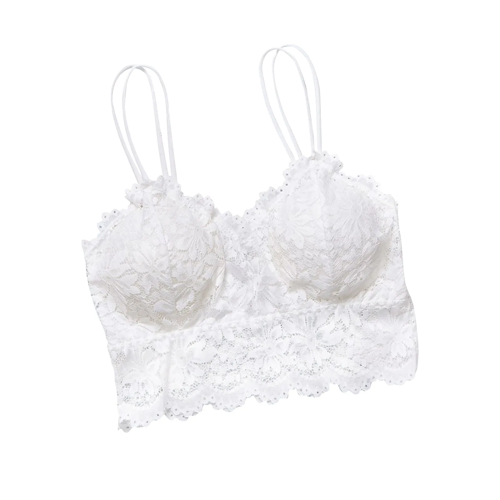 Dámské pohodlné sexy krajkové podvazkové braletky s polštářem omotaným kolem hrudníku, bezdrátové, jednobarevné, nové spodní prádlo - náhled 5